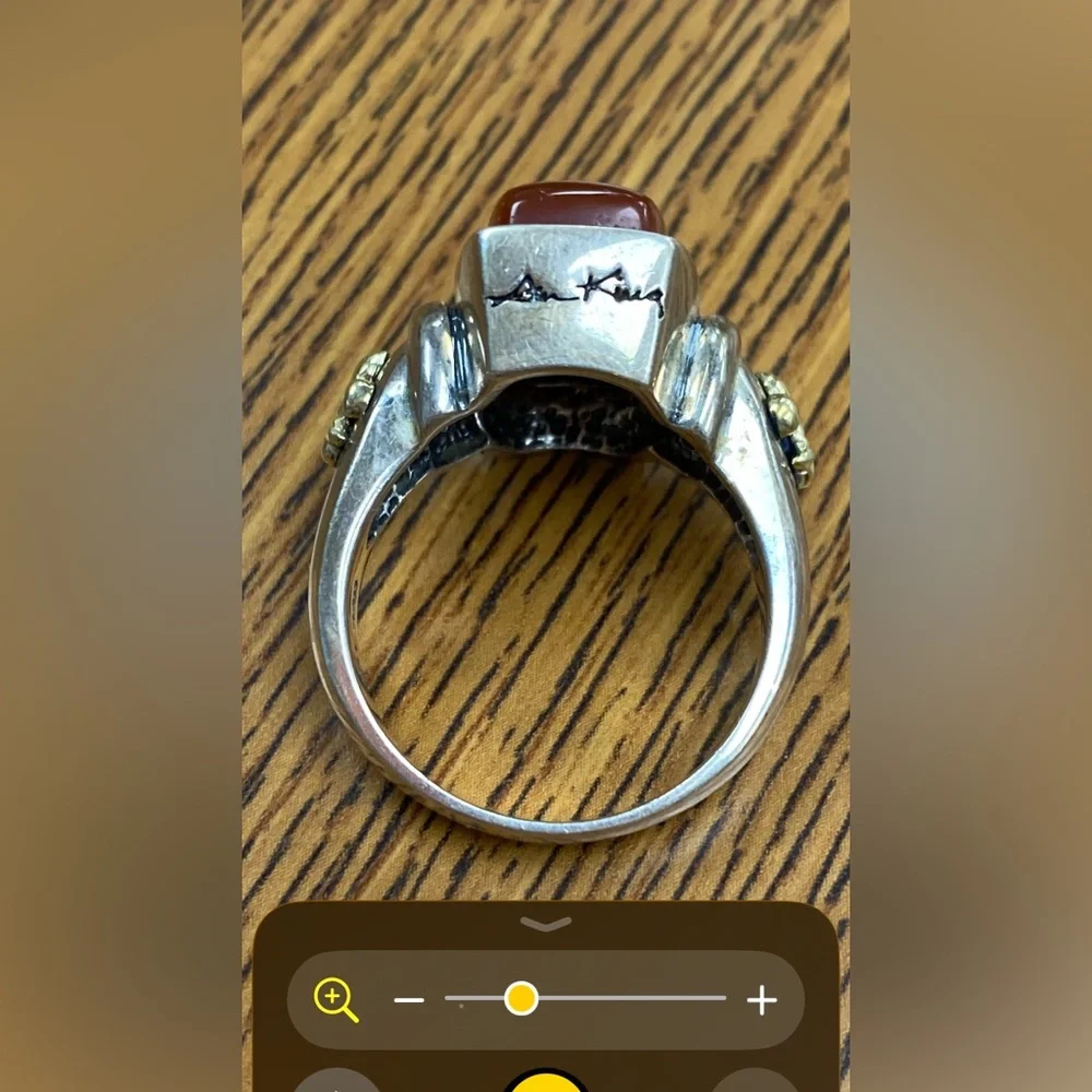 Vintage Silver and Gold Ring with carnelian - Picture 5 of 7